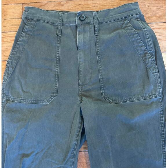 Madewell Griff Tapered Fatigue Cargo Pants 4 Pocket  Ankle Length‎ Olive Size 27 - Picture 2 of 7